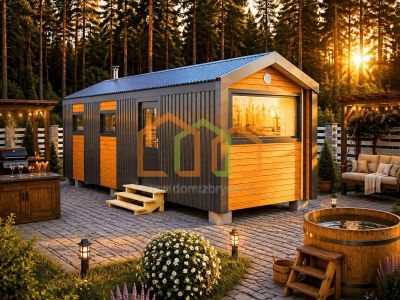Перевозная каркасная баня в стиле Барн 7,0х2,3