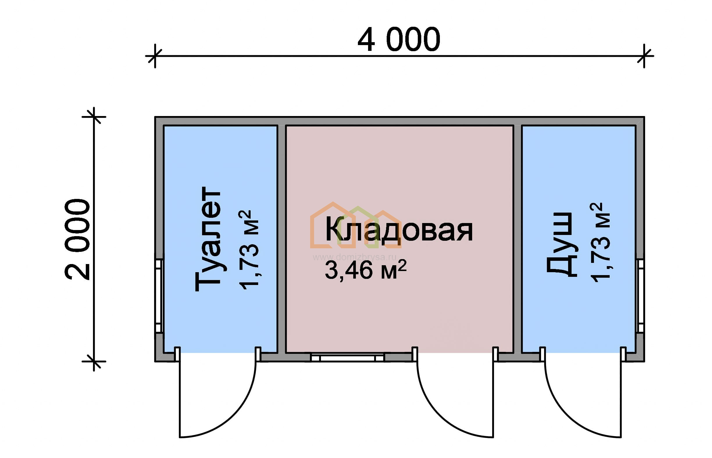 Хозблок для дачи Белла 2x4 Площадь: 8 м² в готовом виде с душем, туалетом и  кладовкой под ключ в Шатуре